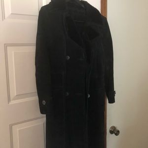 Black suede trench jacket with belt